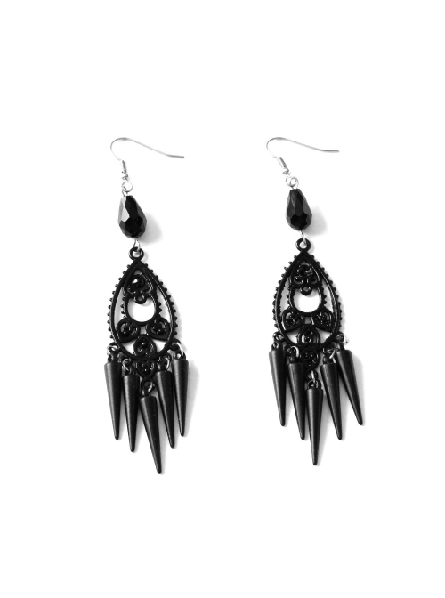 Retro Fashion Grim Reaper Cosplay Steam Punk Goth Queen Halloween Prom Black Spike Earrings