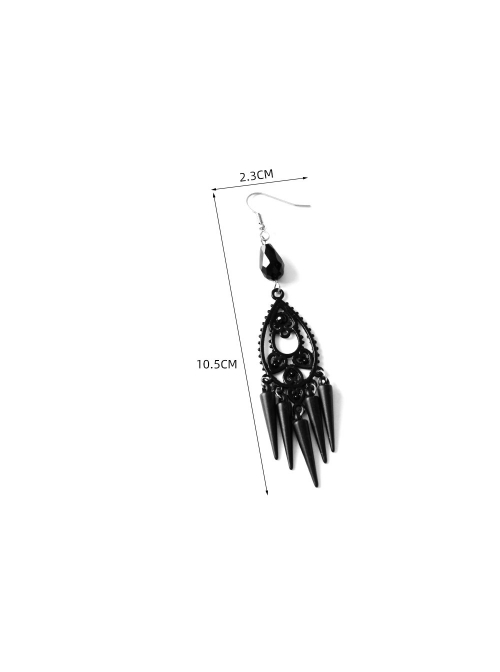 Retro Fashion Grim Reaper Cosplay Steam Punk Goth Queen Halloween Prom Black Spike Earrings