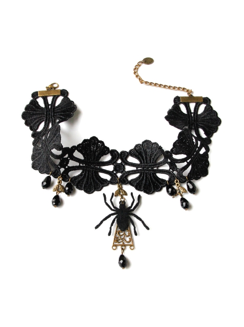 Fashion Gothic Retro Black Exaggerated Spider Lace Halloween Prom Female Choker