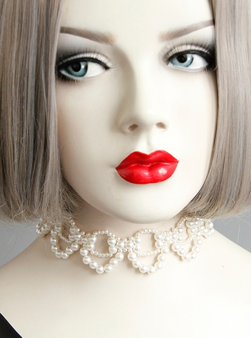 Fashion Retro Elegant Baroque White Imitation Pearl Nightclub Prom Female Choker