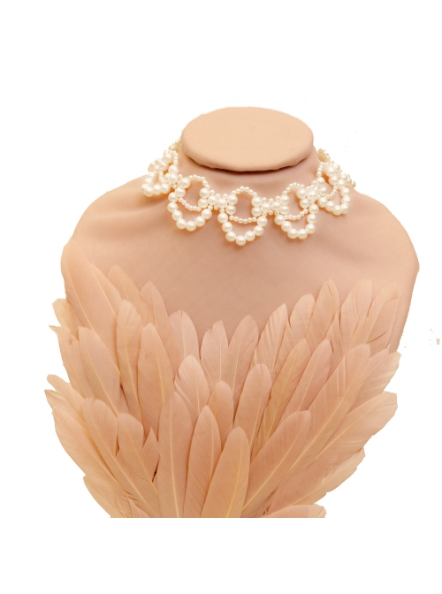Fashion Retro Elegant Baroque White Imitation Pearl Nightclub Prom Female Choker