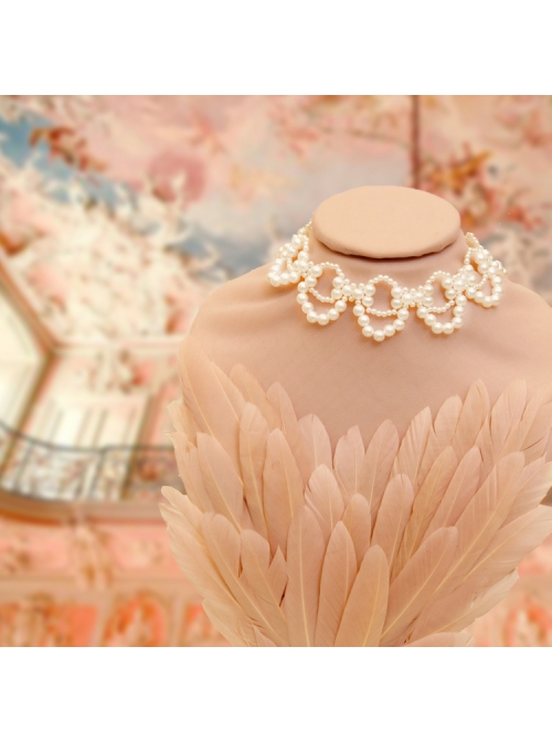 Fashion Retro Elegant Baroque White Imitation Pearl Nightclub Prom Female Choker