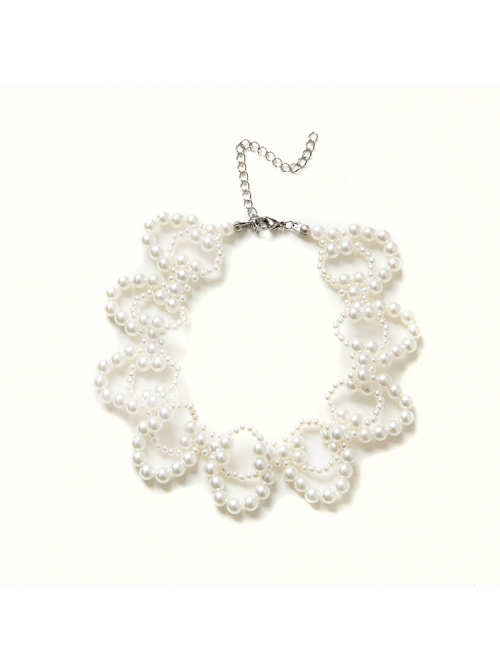 Fashion Retro Elegant Baroque White Imitation Pearl Nightclub Prom Female Choker