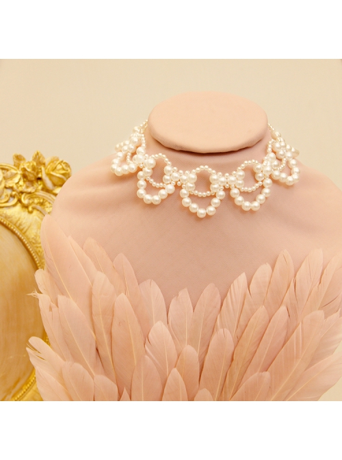 Fashion Retro Elegant Baroque White Imitation Pearl Nightclub Prom Female Choker