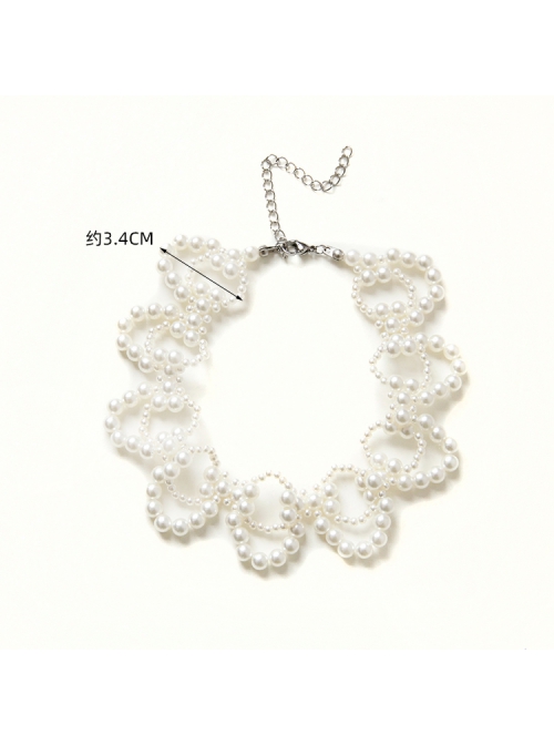 Fashion Retro Elegant Baroque White Imitation Pearl Nightclub Prom Female Choker