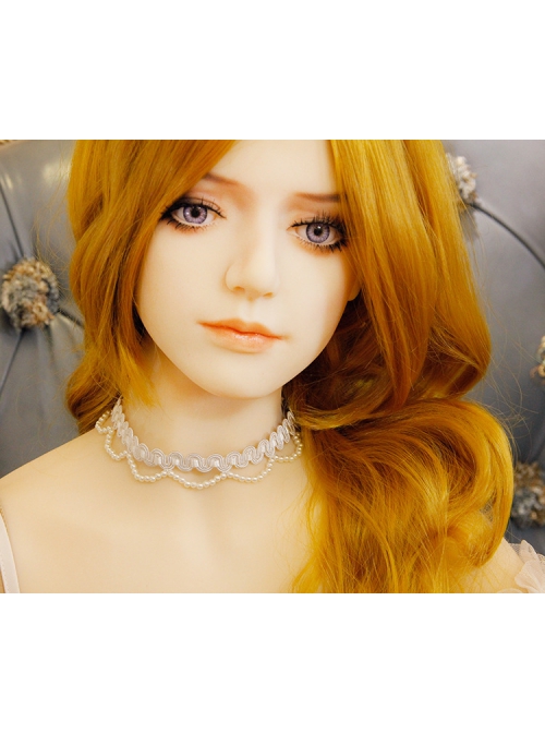 Baroque Retro Fashion Hand-Made White Lace Pearl Ribbon Female Short Necklace