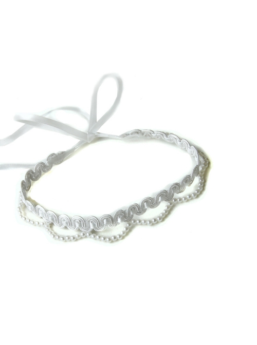 Baroque Retro Fashion Hand-Made White Lace Pearl Ribbon Female Short Necklace