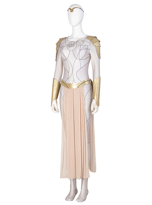 Eternals Thena Beige Battle Suit Design Combination 2 Halloween Cosplay Costume Full Set