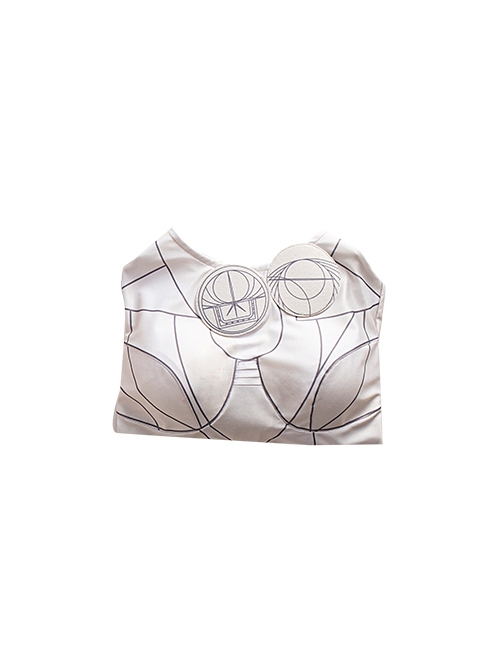 Eternals Thena Beige Battle Suit Design Combination 2 Halloween Cosplay Costume White Bodysuit