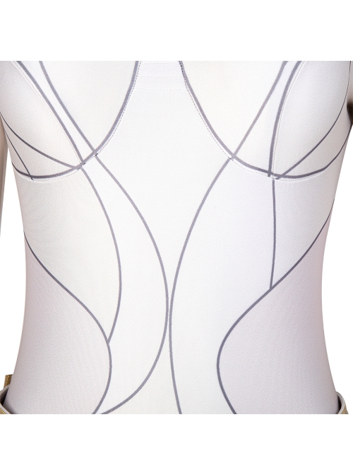 Eternals Thena Beige Battle Suit Design Combination 2 Halloween Cosplay Costume White Bodysuit