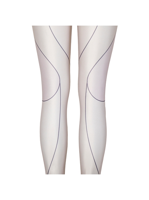Eternals Thena Beige Battle Suit Design Combination 2 Halloween Cosplay Costume White Bodysuit