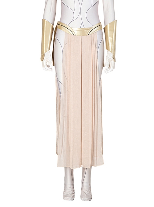 Eternals Thena Beige Battle Suit Design Combination 2 Halloween Cosplay Costume Beige Waist Skirt