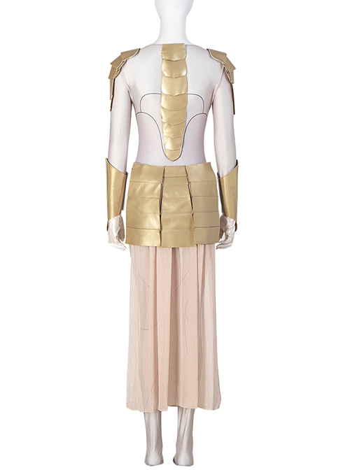 Eternals Thena Beige Battle Suit Design Combination 2 Halloween Cosplay Costume Beige Waist Skirt