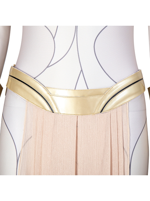 Eternals Thena Beige Battle Suit Design Combination 2 Halloween Cosplay Costume Beige Waist Skirt
