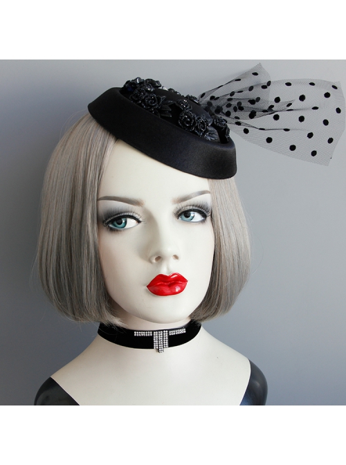 Simple Fashion Retro Gothic Row Drill Black Velvet Female Collar