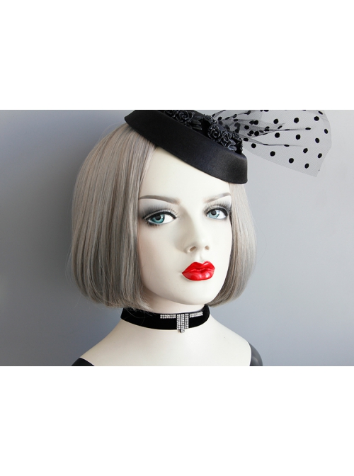 Simple Fashion Retro Gothic Row Drill Black Velvet Female Collar