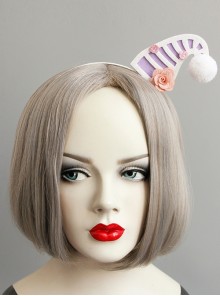 Fashion Cute White Hair Ball Pink Flower Purple Personality Hat Female Headband