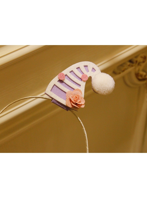 Fashion Cute White Hair Ball Pink Flower Purple Personality Hat Female Headband