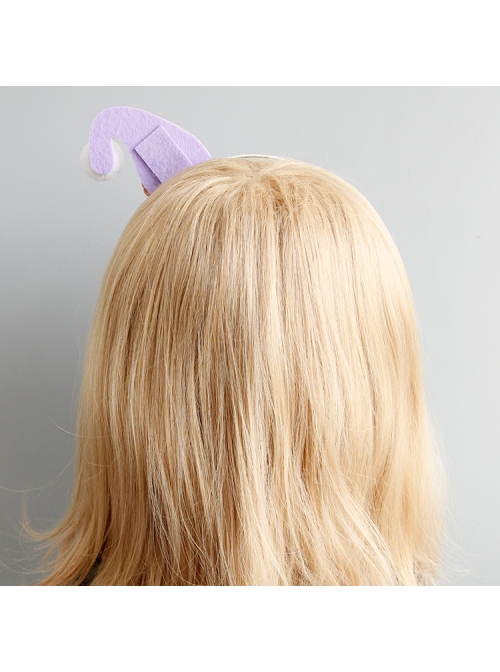 Fashion Cute White Hair Ball Pink Flower Purple Personality Hat Female Headband