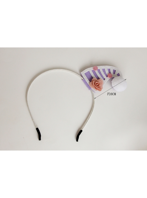 Fashion Cute White Hair Ball Pink Flower Purple Personality Hat Female Headband