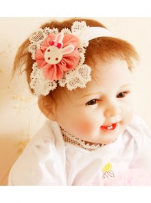Fashion Cute Birthday One Year Old White Lace Flower Pink Rabbit Female Baby Child Princess Hairband