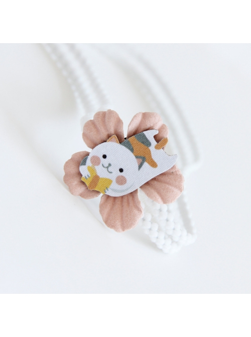 Fashion Cartoon Kitten Pink Flower Cute Princess Baby One-Year-Old Birthday Female Elastic Hair Band