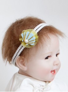 Cute And Fashionable Net Yarn Pearl Shell Baby Girl Baby Birthday One-Year-Old Elastic Hair Band