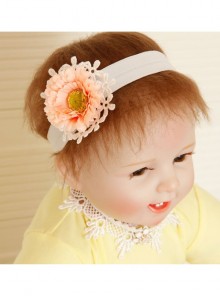 Fashion White Lace Orange Flowers Cute Baby Girls Birthday Elastic Hair Band