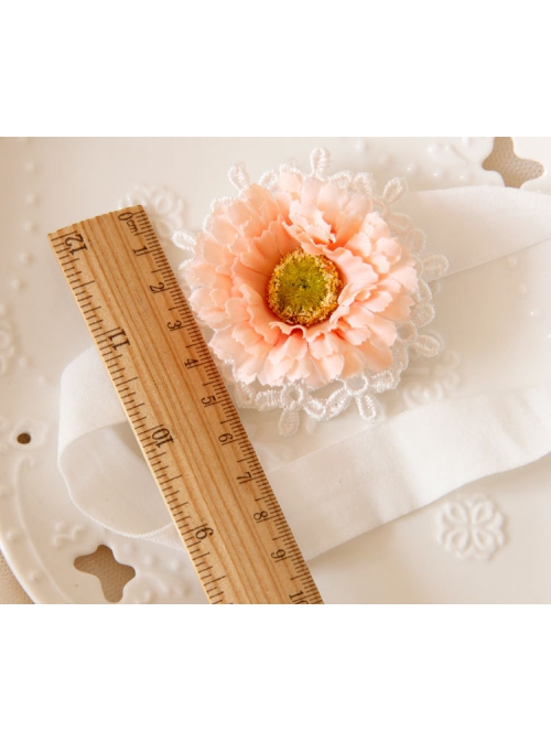 Fashion White Lace Orange Flowers Cute Baby Girls Birthday Elastic Hair Band