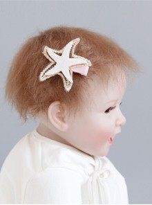 Cute Fashion Golden Lace Glittering White Blue Pink Starfish Baby Child Wrap Small Duckbill Hairpin