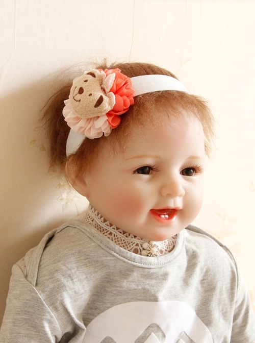 Fashion Cute Holiday Birthday Baby Child Cartoon Bear Pink Flower Hair Band