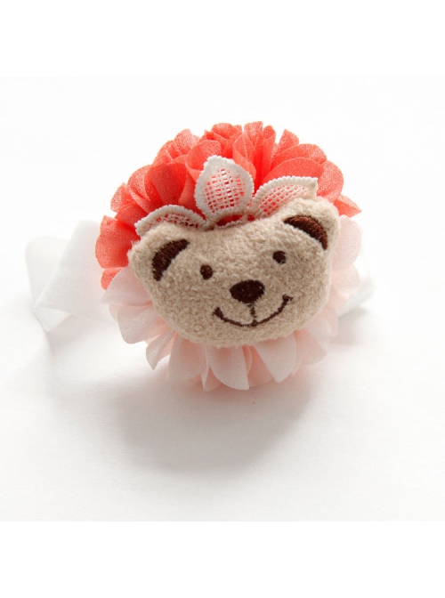 Fashion Cute Holiday Birthday Baby Child Cartoon Bear Pink Flower Hair Band