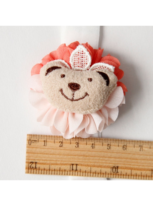Fashion Cute Holiday Birthday Baby Child Cartoon Bear Pink Flower Hair Band