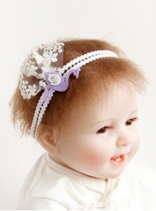 Cute Fashion White Lace Purple Swan Stretch Children Baby Girl Holiday Birthday Hairband