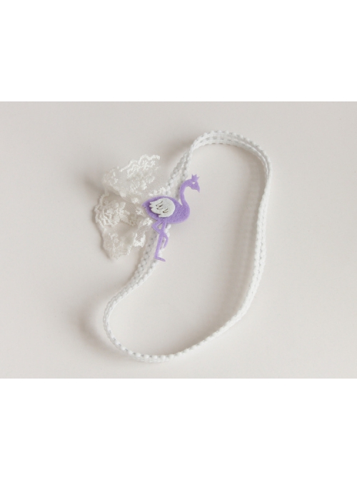 Cute Fashion White Lace Purple Swan Stretch Children Baby Girl Holiday Birthday Hairband