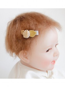 Birthday Holiday Fashion Cute Baby Girl Pearl Brown Butterfly Leaf Cloth Wrapping Hairpin