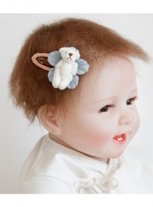 Fashion Cartoon Bear Blue Flowers Cute Pink BB Clip Girls Baby Birthday Hairpin