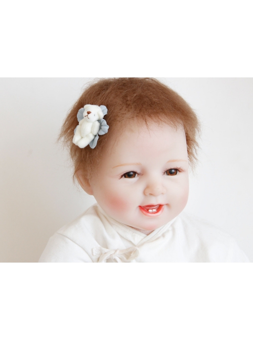 Fashion Cartoon Bear Blue Flowers Cute Pink BB Clip Girls Baby Birthday Hairpin