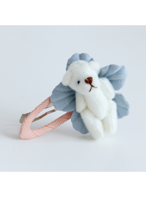Fashion Cartoon Bear Blue Flowers Cute Pink BB Clip Girls Baby Birthday Hairpin