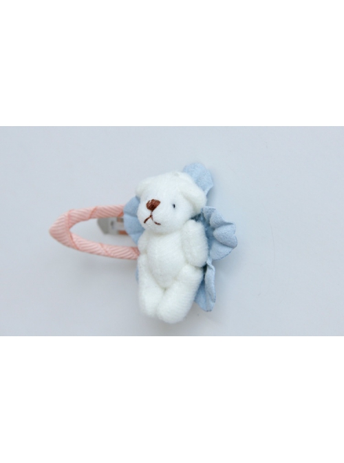 Fashion Cartoon Bear Blue Flowers Cute Pink BB Clip Girls Baby Birthday Hairpin