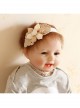 Holiday Birthday Fashion Cute Pearl Beige Flowers Golden Lace Girls Elastic Baby Hairband