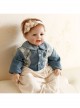 Holiday Birthday Fashion Cute Pearl Beige Flowers Golden Lace Girls Elastic Baby Hairband
