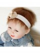 Holiday Birthday Fashion Cute Pearl Beige Flowers Golden Lace Girls Elastic Baby Hairband
