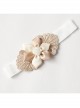 Holiday Birthday Fashion Cute Pearl Beige Flowers Golden Lace Girls Elastic Baby Hairband