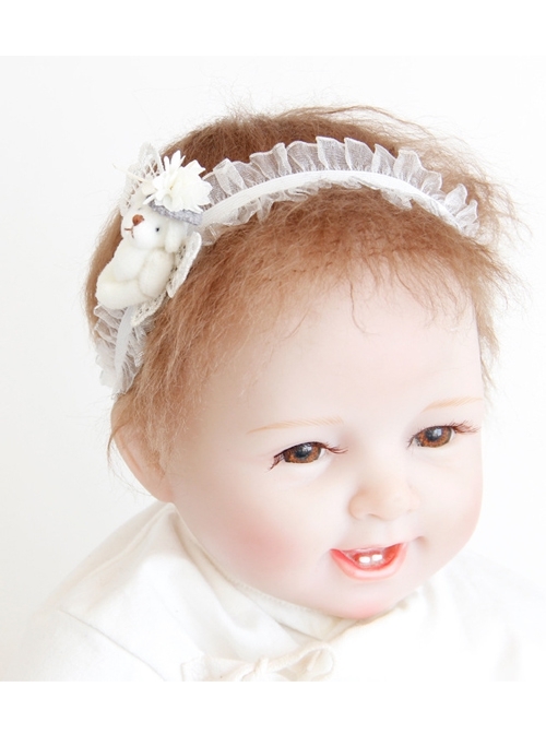 Fashion Cute White Lace Butterfly Bear Birthday Holiday Stretch Baby Girl Hairband