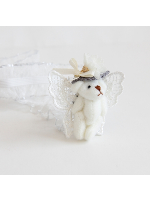 Fashion Cute White Lace Butterfly Bear Birthday Holiday Stretch Baby Girl Hairband