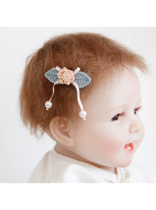 Cute Fashion Bows Pearls Pink Flowers Leaves Show Cute Girls Hairpins