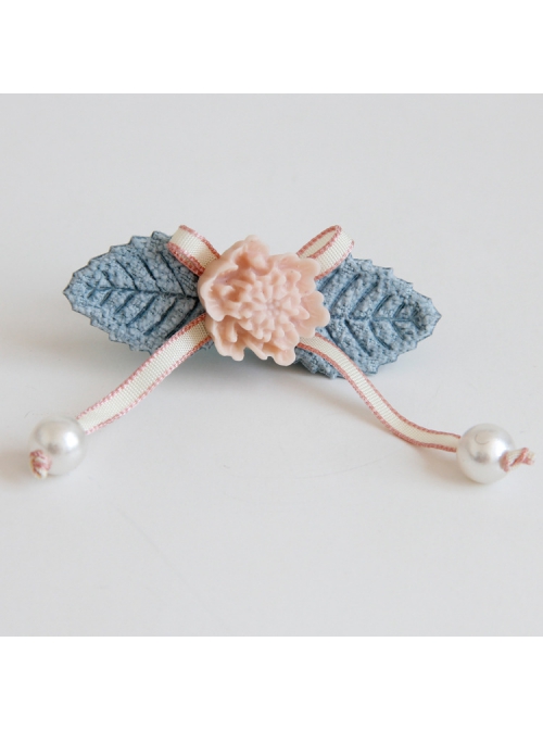 Cute Fashion Bows Pearls Pink Flowers Leaves Show Cute Girls Hairpins