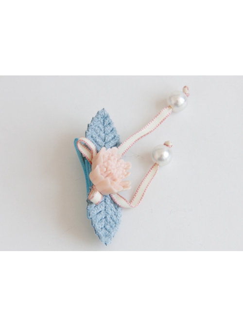 Cute Fashion Bows Pearls Pink Flowers Leaves Show Cute Girls Hairpins