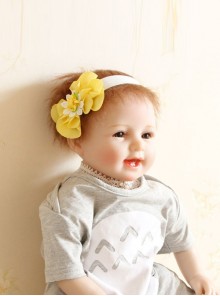 Fashion Birthday Holiday Cute White Lace Yellow Bow Flowers Baby Girls Hairband